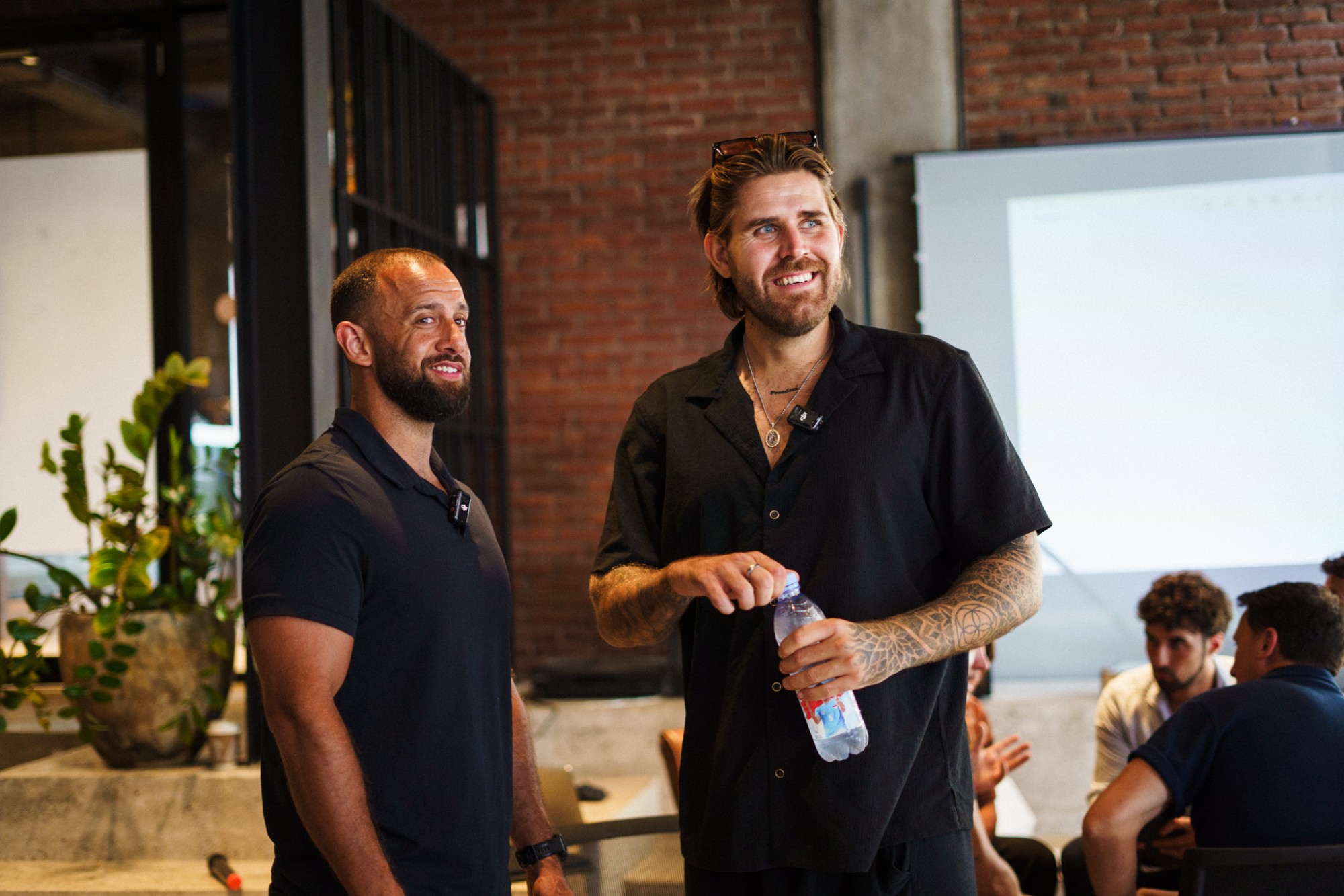 Founders working a client session together